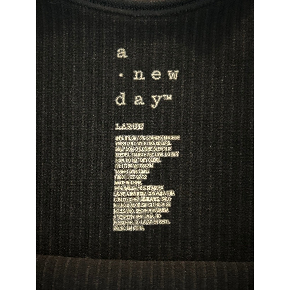 A New Day Womens Black Ribbed Tank Top Scoop Neck Seamless Camisole Large 1437 - Picture 3 of 6